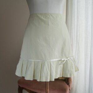 Green white striped mini skirt